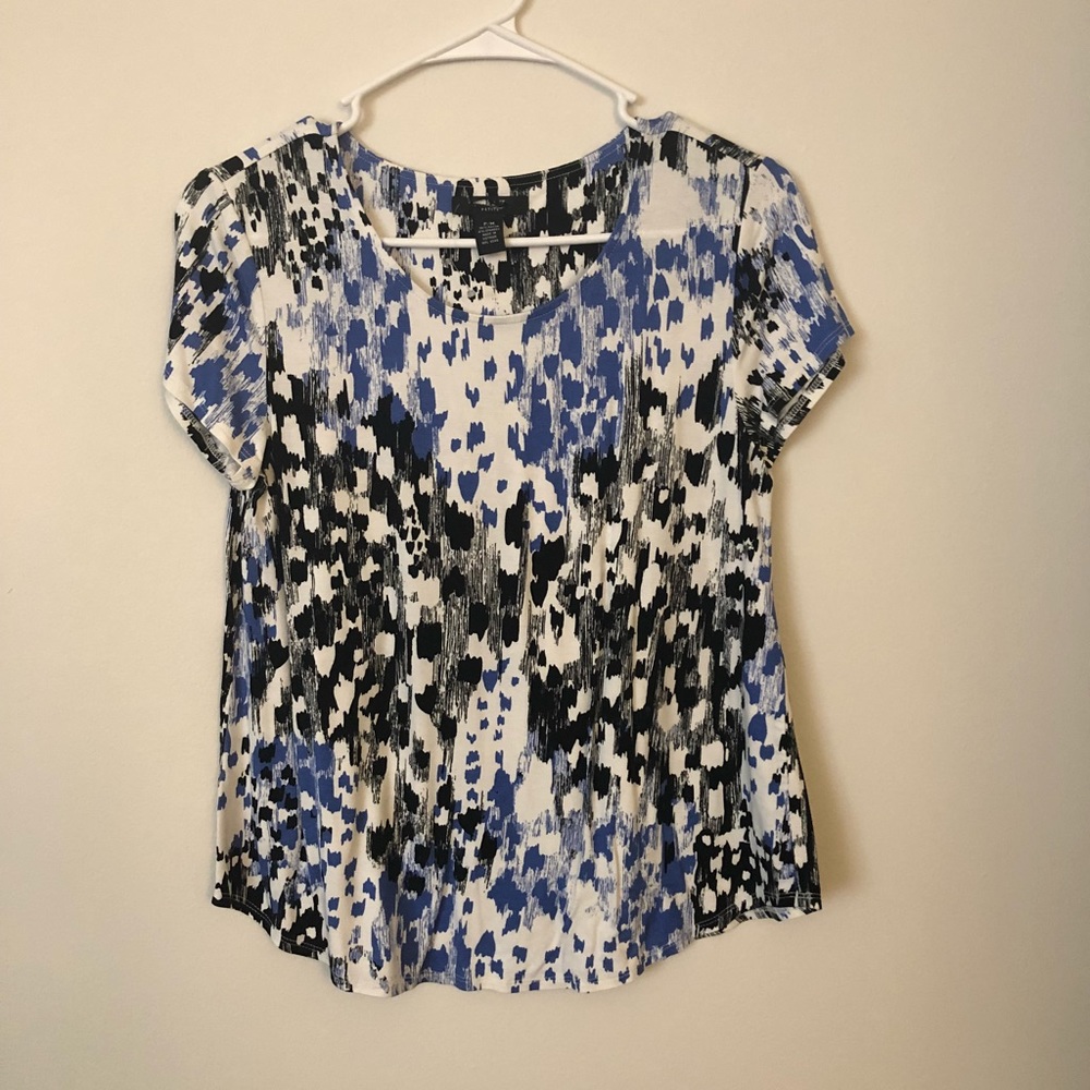 Colorful white grey and blue blouse